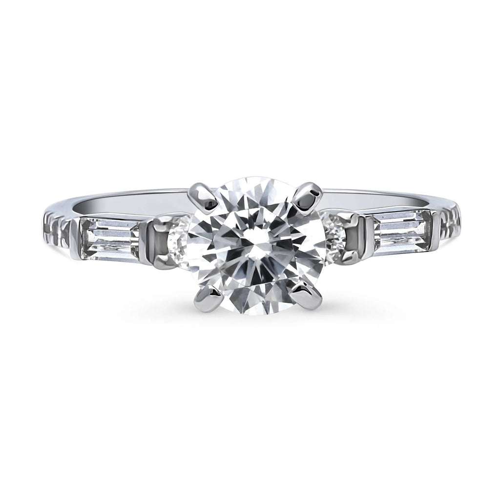 Sterling Silver Solitaire Engagement Ring 1 Carat Round Cubic Zirconia Rhodium Plated Size 9 W5874