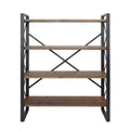 Natural Metal Wood MDF Bookcase with 4 Shelves Black Q53302