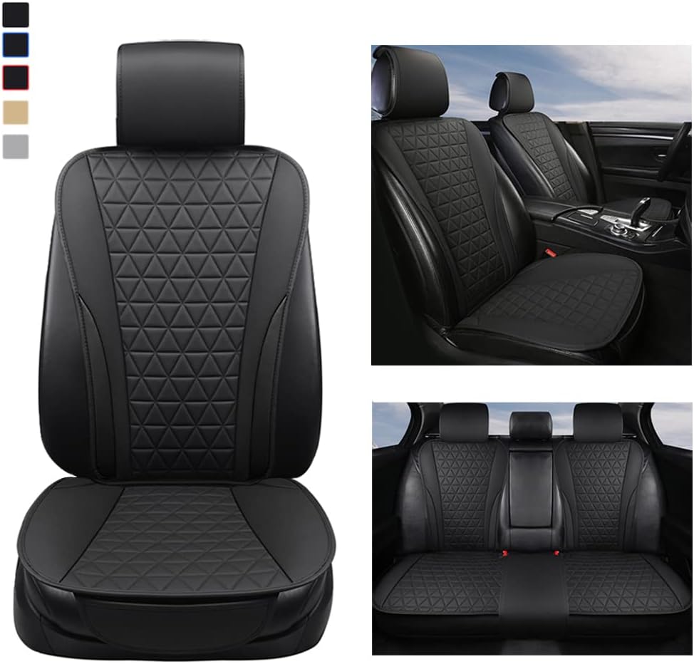 Grey Leather Front Car Seat Covers B8183