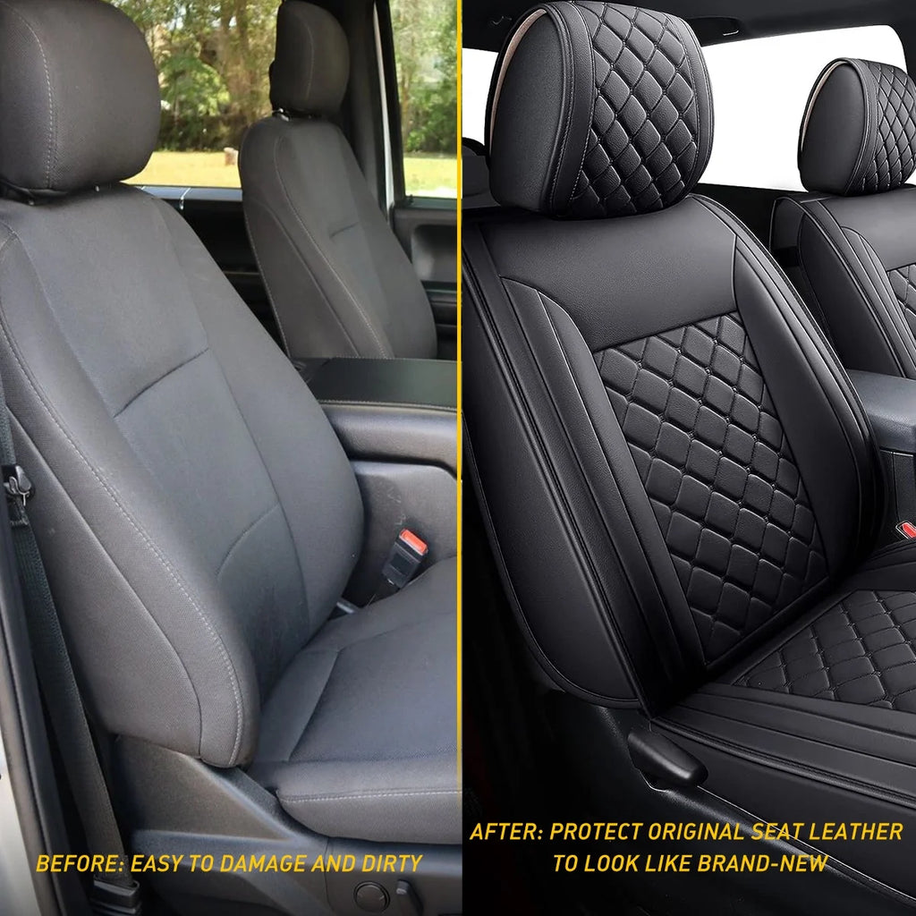 Waterproof Leather Car Seat Covers Full Set for Toyota Tacoma Crew Cab B591430