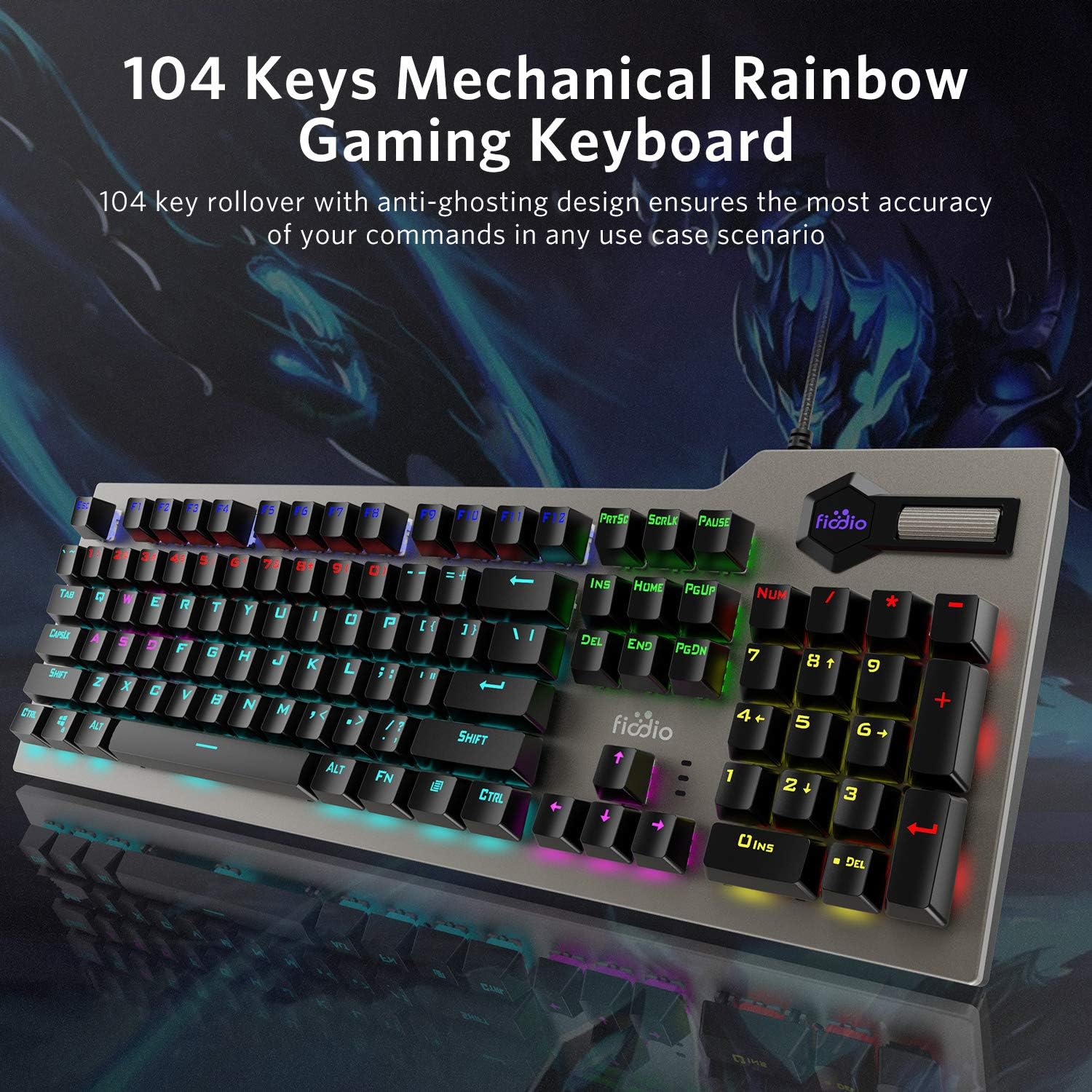 Wired RGB Rainbow Backlit Mechanical Keyboard with Blue Switches E208