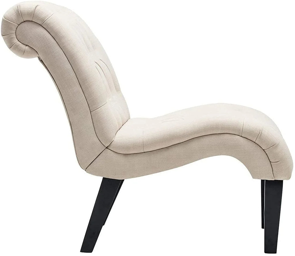 Cream Upholstered Accent Chair with Wood Legs I73197