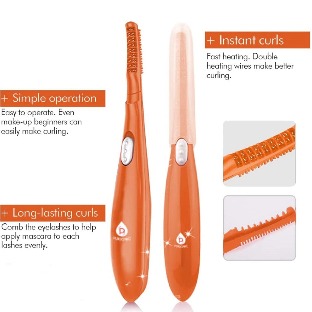 Pursonic Beauty Collection: Heated Curler, LED Mirror, Blender Sponge, & Brush Set
