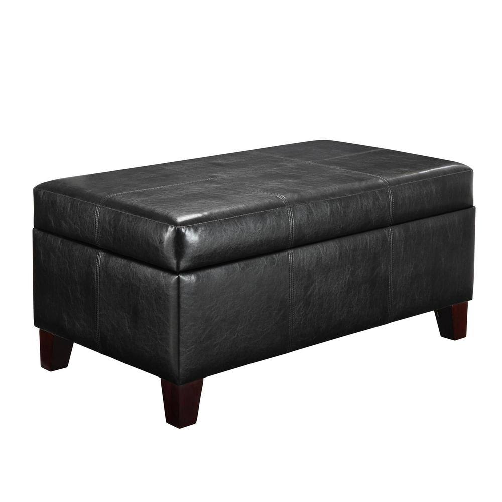 Black Rectangle Storage Ottoman S18521