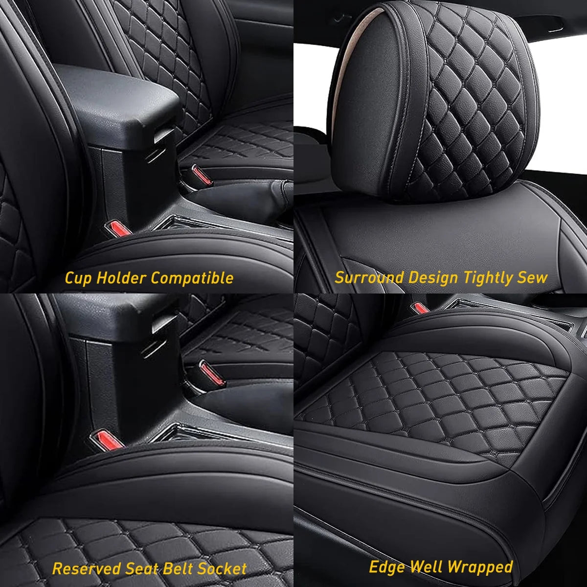 Waterproof Leather Car Seat Covers Full Set for Toyota Tacoma Crew Cab B591430
