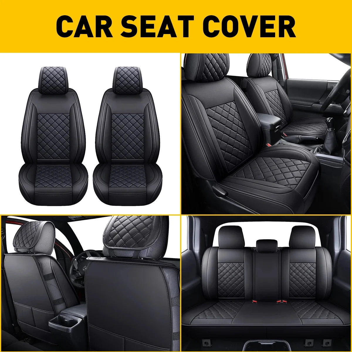 Waterproof Leather Car Seat Covers Full Set for Toyota Tacoma Crew Cab B591430