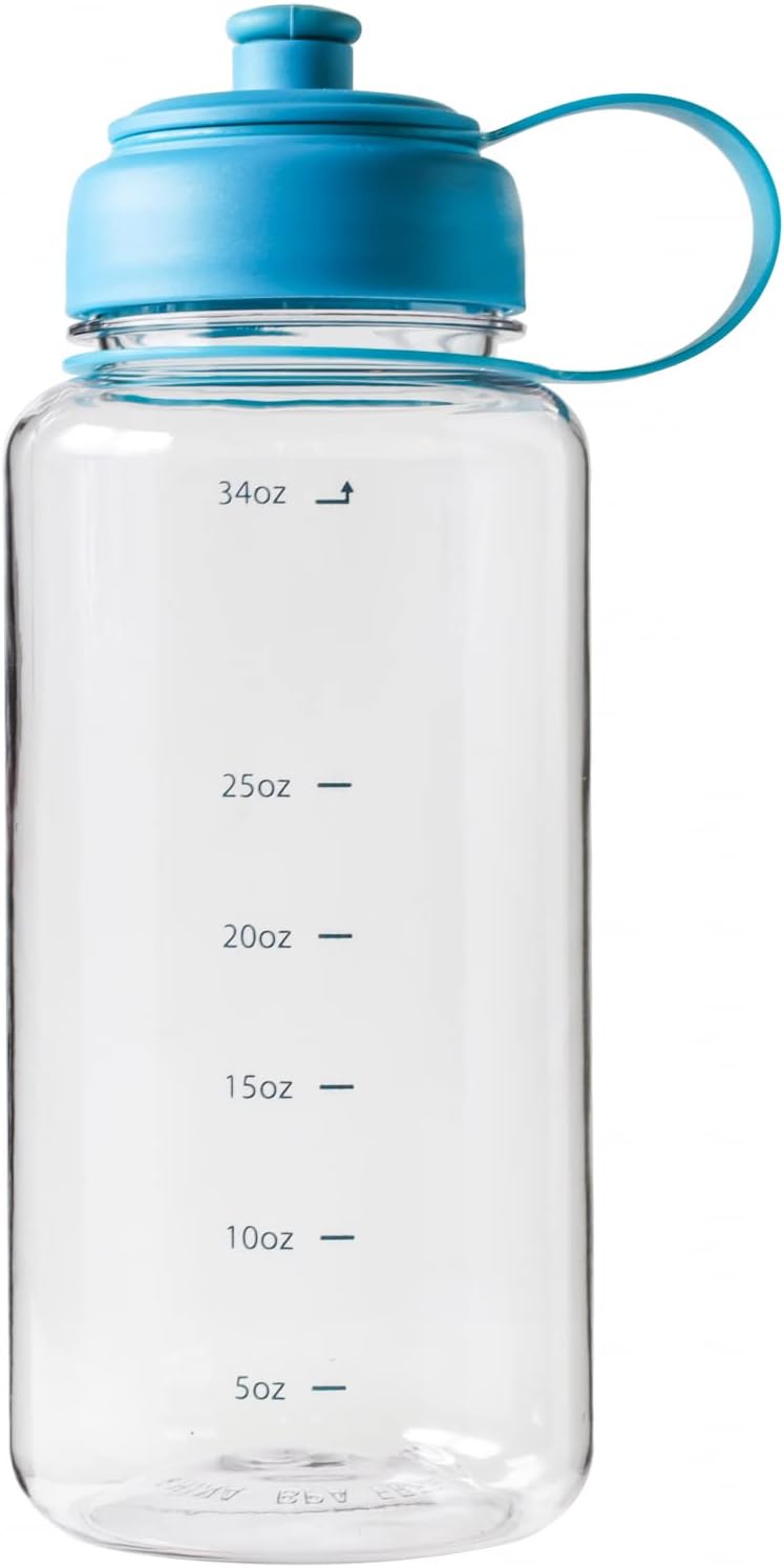 32Oz Blue Water Bottle with Rubber Airtight Lid L93454