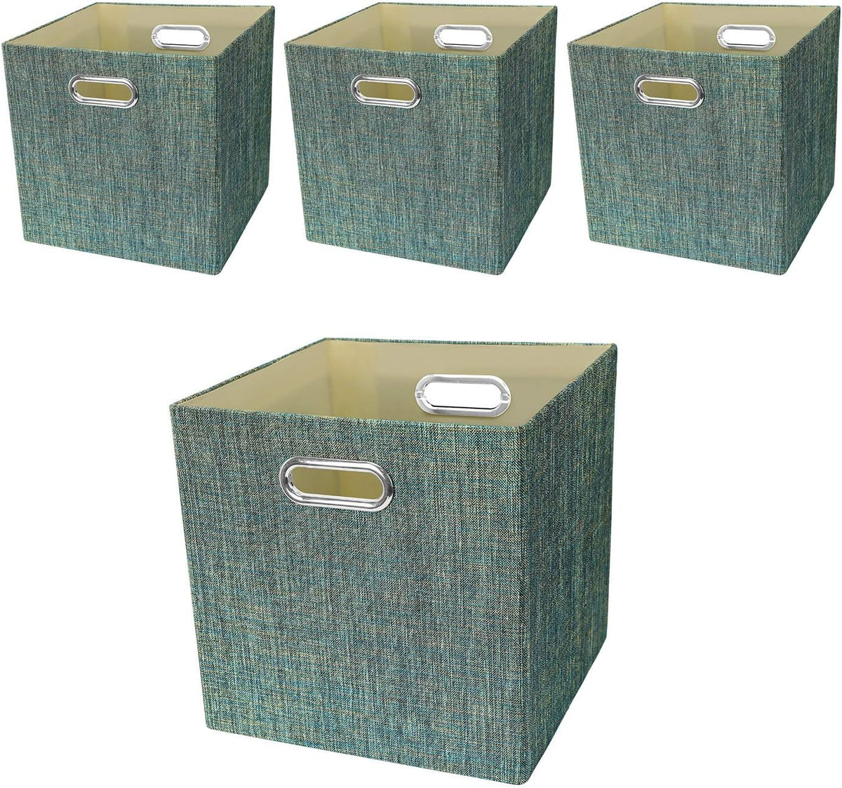 Beige Foldable Storage Cube Bins, Set of 4 W8879