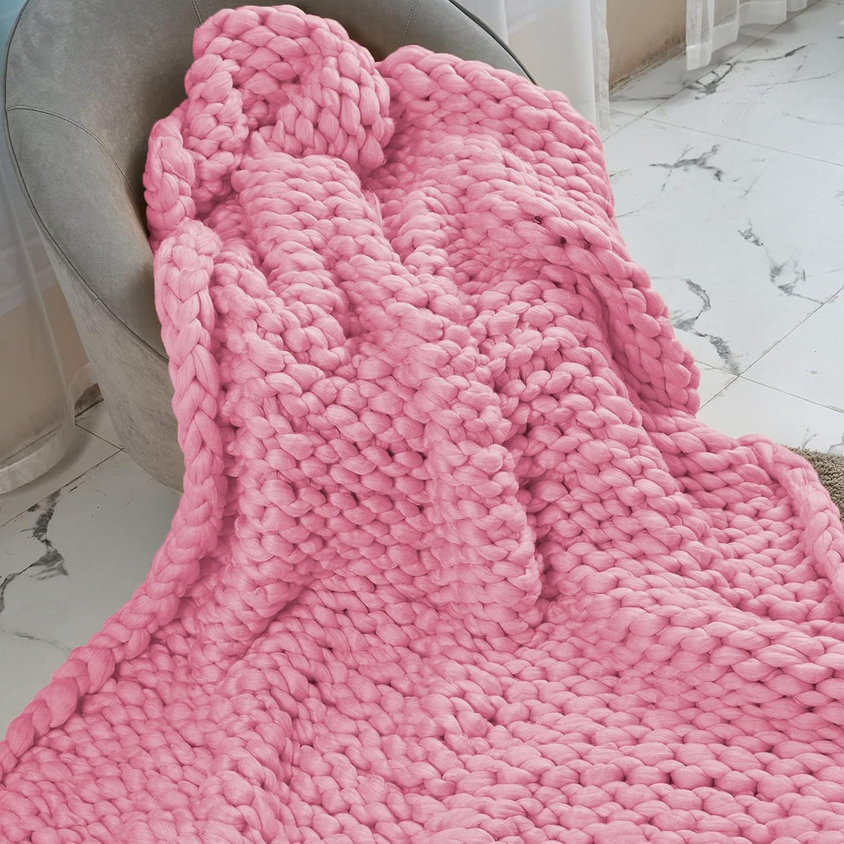Chunky Knit Blanket Throw Rose Red 40x60 A8142