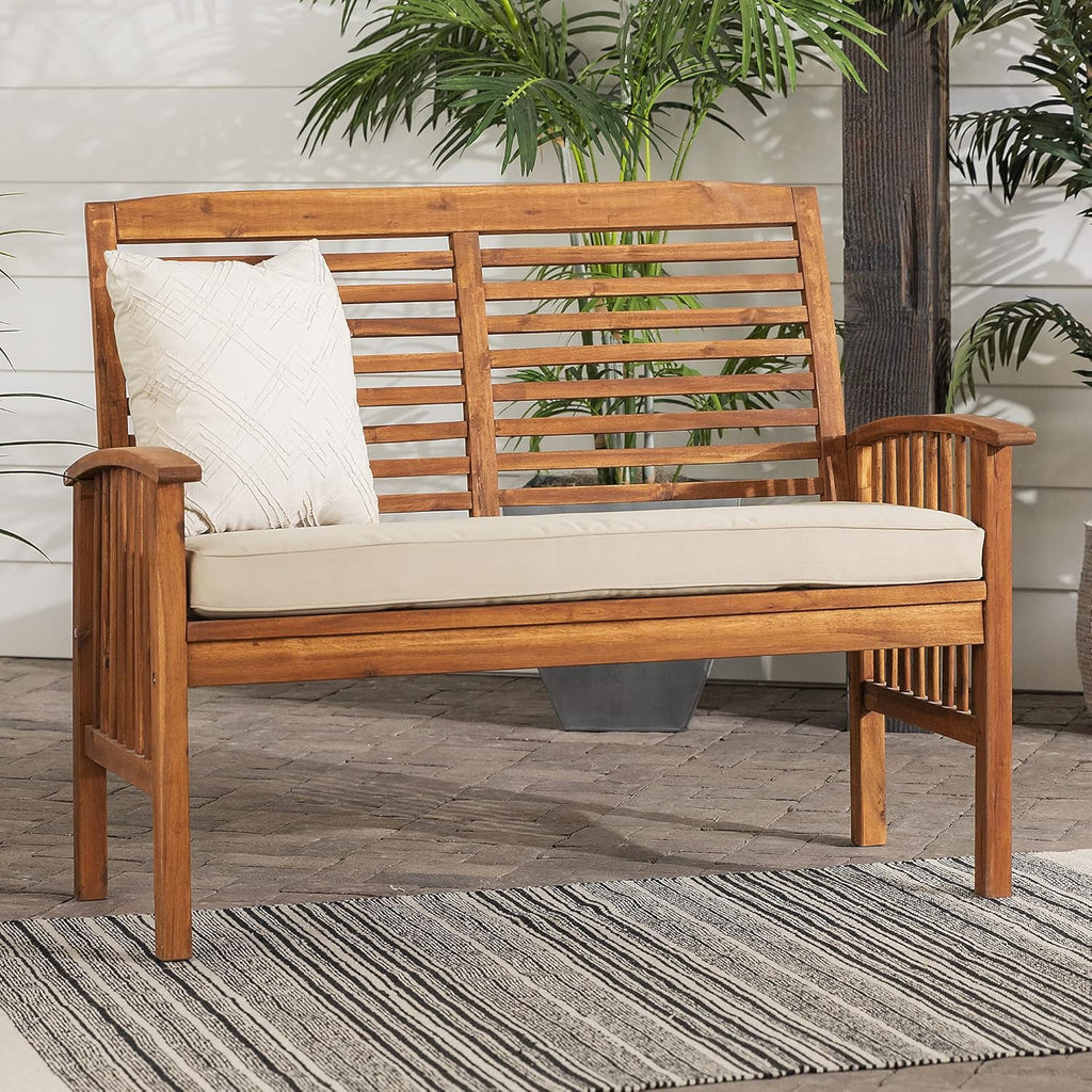 2 Piece Solid Acacia Wood Outdoor Dining Chairs, Set of 2, Brown U26705