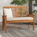 2 Piece Solid Acacia Wood Outdoor Dining Chairs, Set of 2, Brown U26705