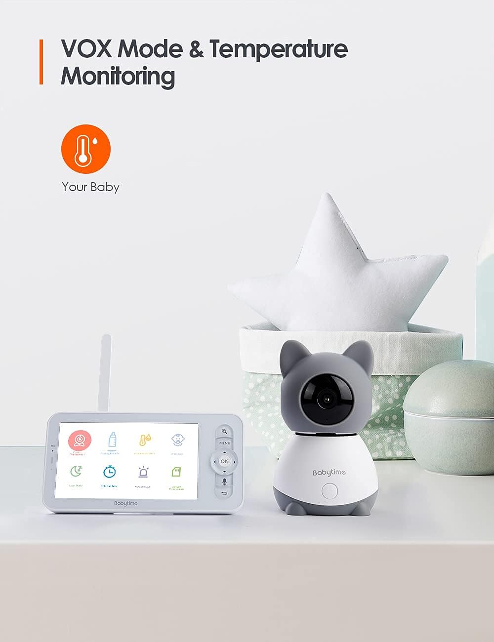 1080P Pan/Tilt Video Baby Monitor with Infrared Night Vision H64838