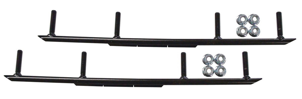 Green Razor Snowmobile Skis with 4" Round Bars Complete Kit O2310