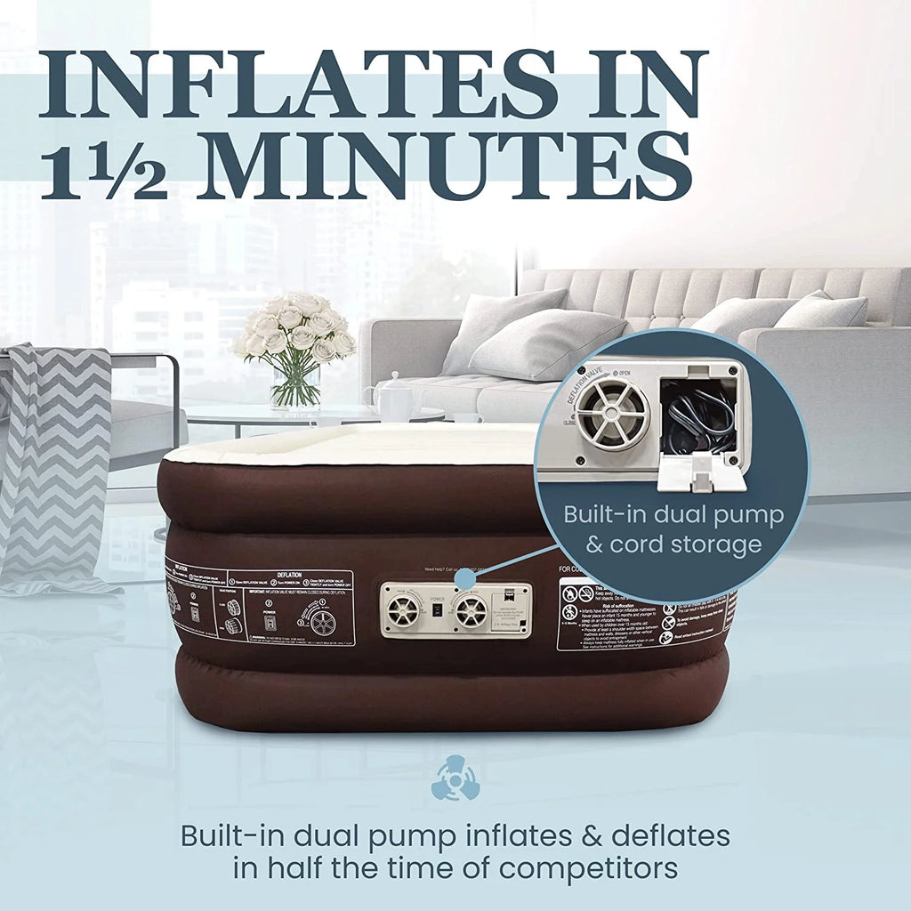 Queen Size Microfiber Air Mattress with Built-in Pump and Carry Bag I458