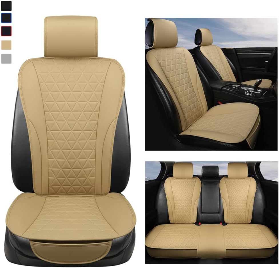 Grey Leather Front Car Seat Covers B8183