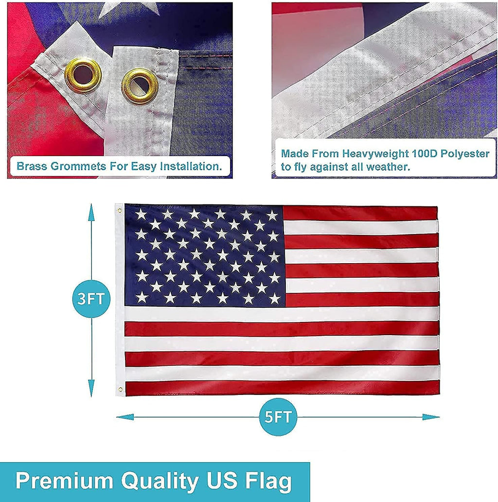 20FT Telescoping Black Flag Pole Kit with 3x5 American Flag R296131