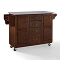 Mahogany Stainless Steel Top Kitchen Cart Y4668