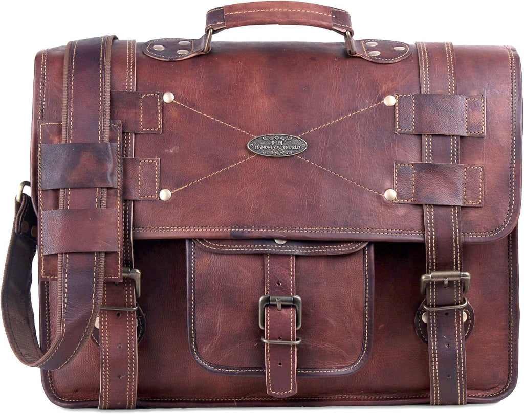 Leather Messenger Bag Laptop Computer Satchel Distressed (12 X 16) B37646