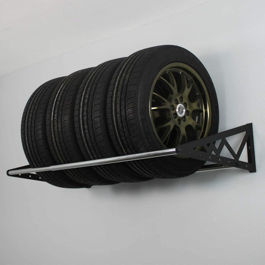 Adjustable Wall Mounted Tire Rack, Heavy Duty Steel, Black E4880