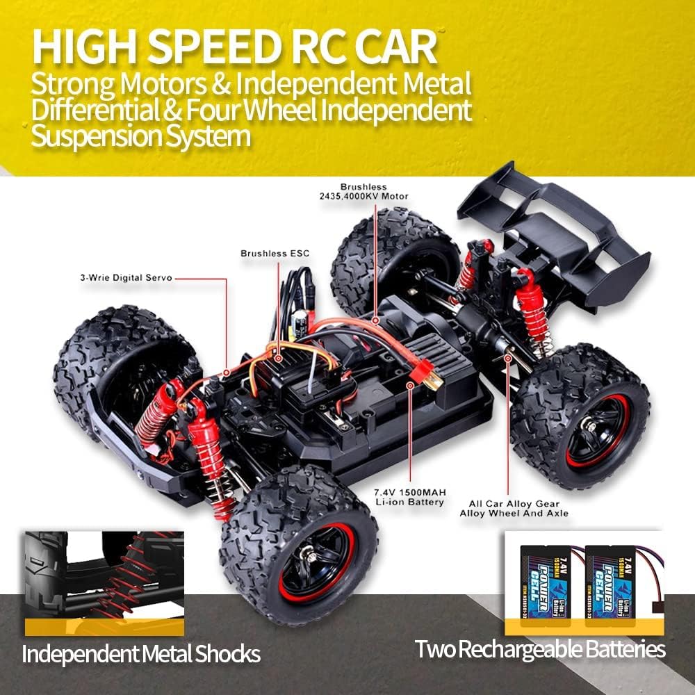 1/18 RC Car 4WD Brushless Offroad Truck with Two Rechargeable Batteries I240