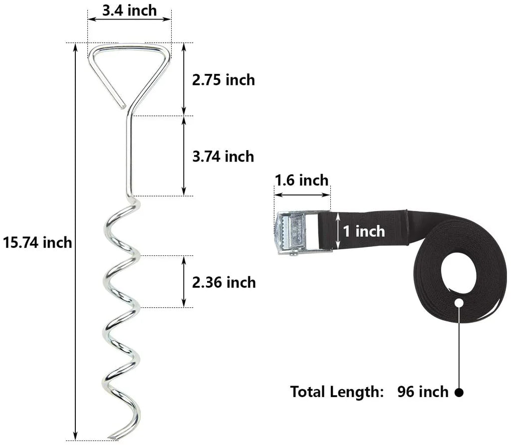 Heavy Duty Spiral Trampoline Ground Anchor Kit 4 Pcs J141
