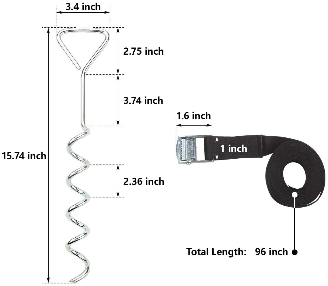 Heavy Duty Spiral Trampoline Ground Anchor Kit 4 Pcs J141