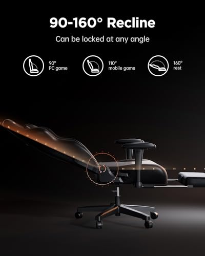 PU Leather Gaming Chair with Footrest and Lumbar Support Pillow W2509