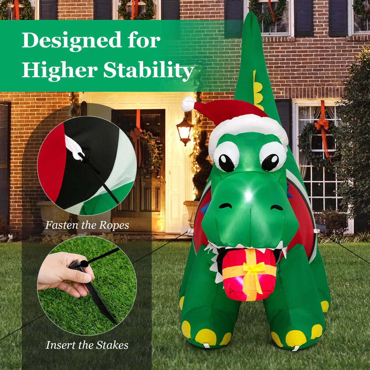 Inflatable Christmas Dinosaur with LED Lights K3240
