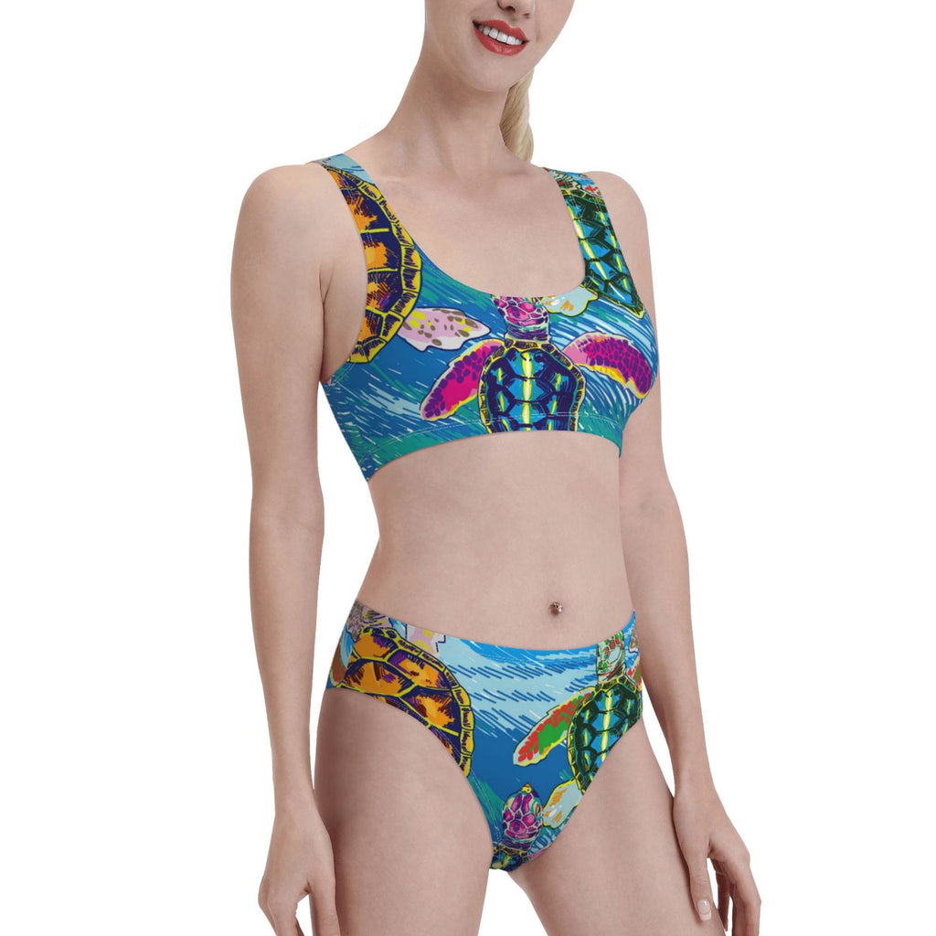 Women'S Two Piece High Waisted Bikini Set D264