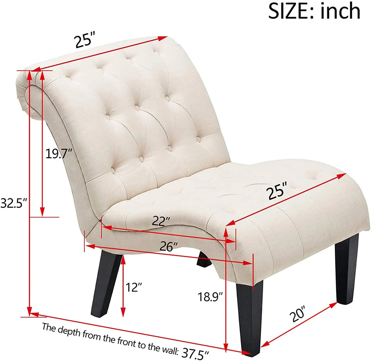 Cream Upholstered Accent Chair with Wood Legs I73197