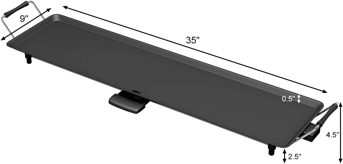 35 Electric Teppanyaki Table Top Grill Griddle, Nonstick Extra Large Griddle G429