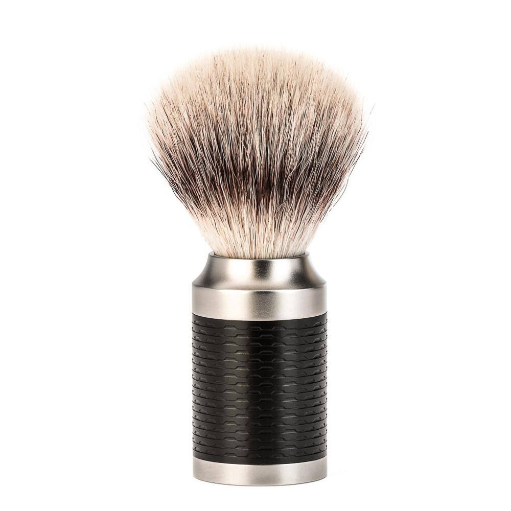 Stainless Steel Black Silvertip Fiber Shaving Brush B7453