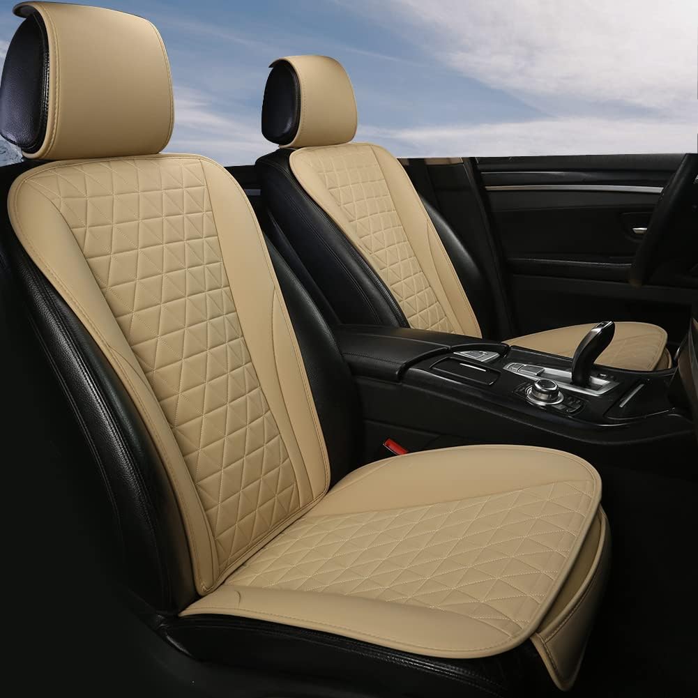 Grey Leather Front Car Seat Covers B8183