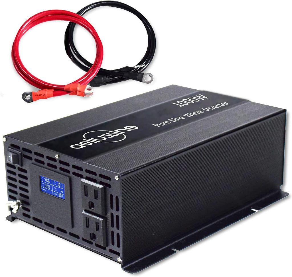 1000w Pure Sine Wave Power Inverter 48v DC to AC 110v 120v with 2 US Socket, LCD Display and Earth Terminal P85713