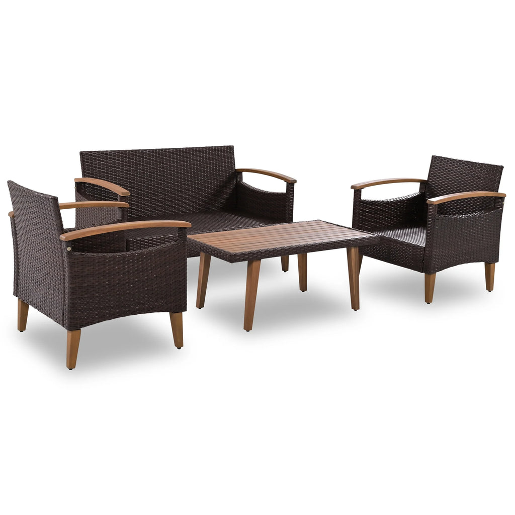 Beige 4 Piece PE Rattan Outdoor Sofa Set A38081
