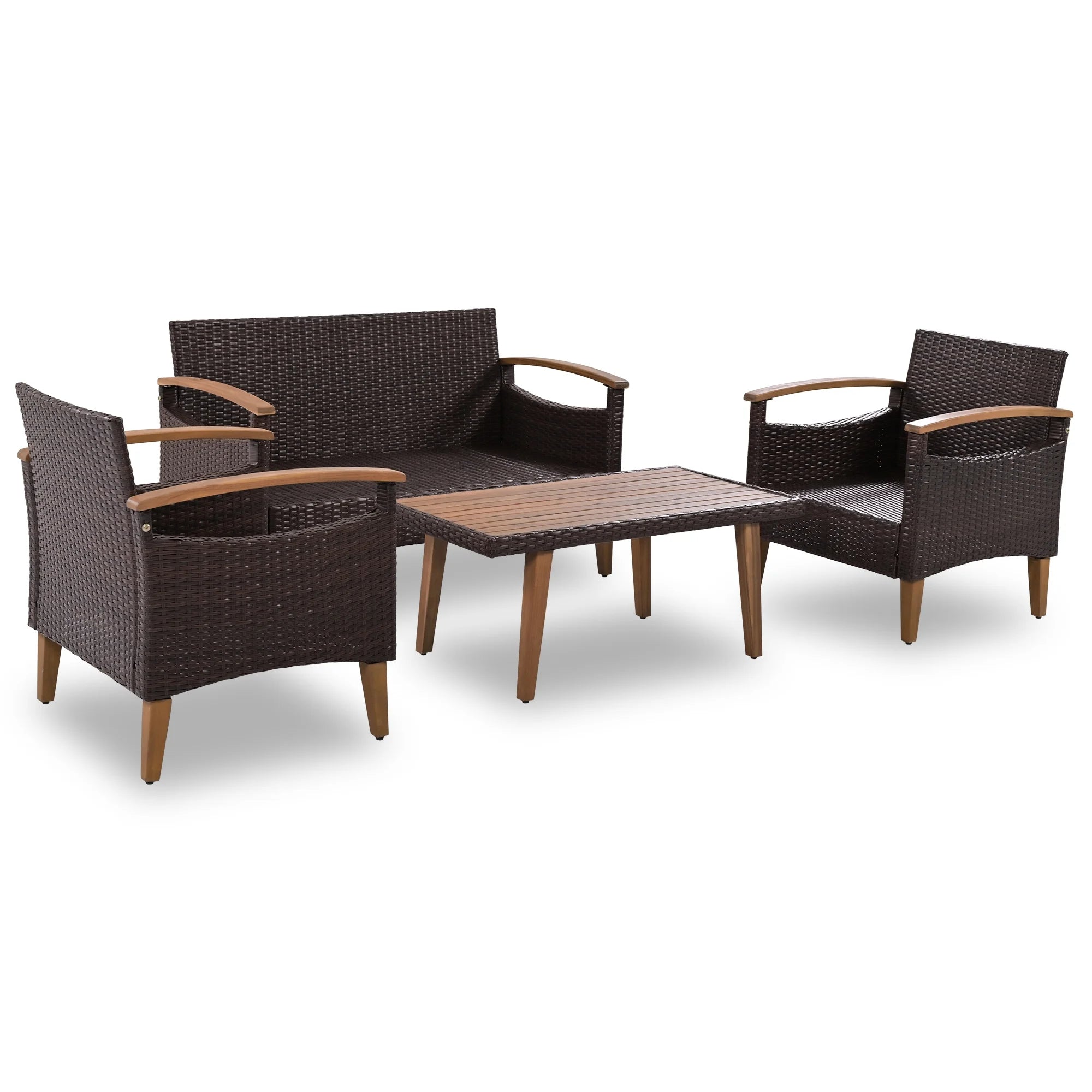 Beige 4 Piece PE Rattan Outdoor Sofa Set A38081