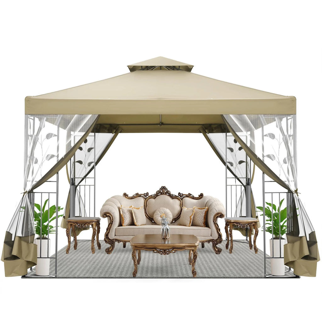 Outdoor Gazebo Canopy with 4 Detachable Mosquito Nets P3059