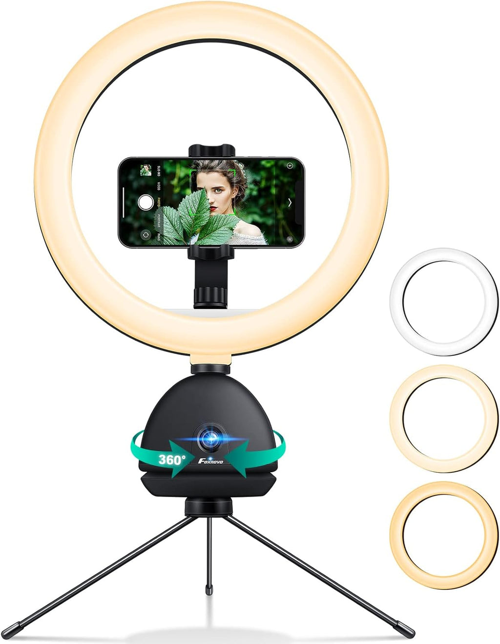 Auto Face Tracking Phone Holder with 10'' Selfie Ring Light and Tripod Stand Y108375