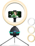 Auto Face Tracking Phone Holder with 10'' Selfie Ring Light and Tripod Stand Y108375