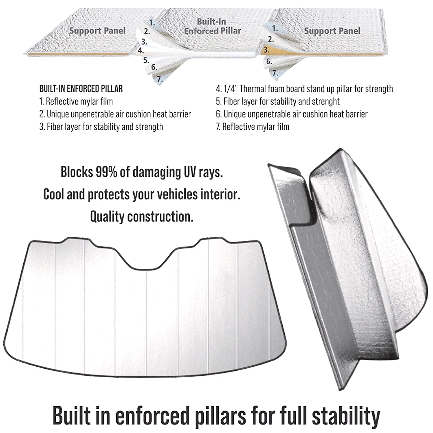 Jumbo Size 59"x 30" Auto Windshield Sun Shade H758120