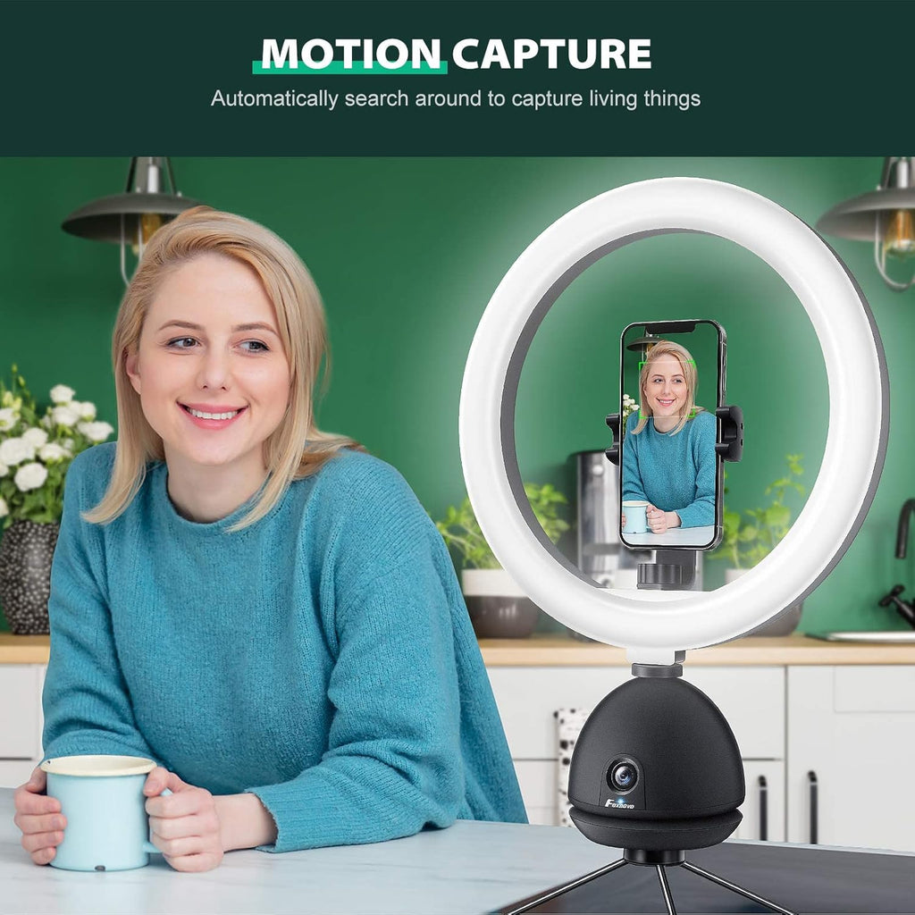 Auto Face Tracking Phone Holder with 10'' Selfie Ring Light and Tripod Stand Y108375