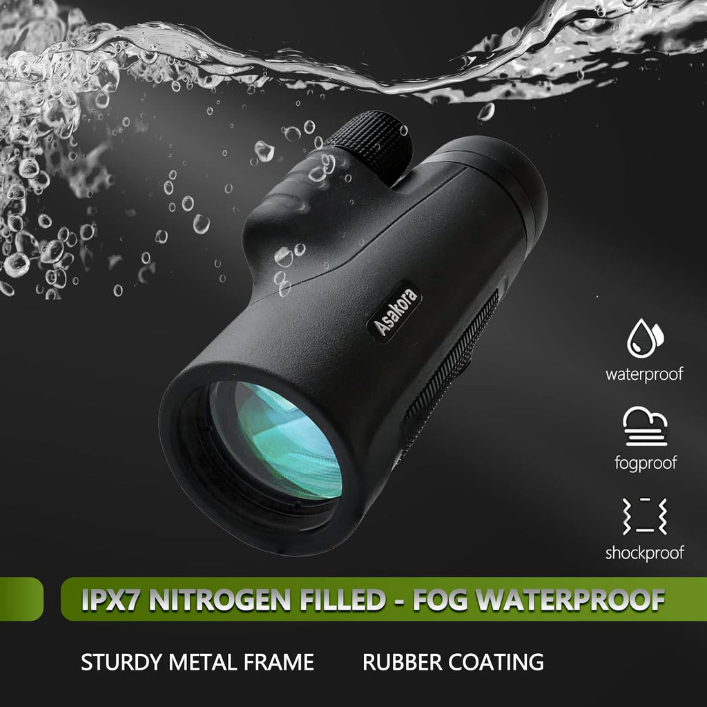 12x50 Waterproof Monocular with Smartphone Adapter & Tripod Q4704