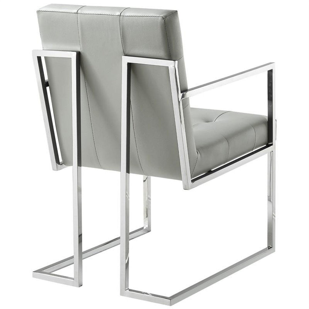Tufted Faux Leather Dining Chair Light Gray/Chrome (Set of 2) G285