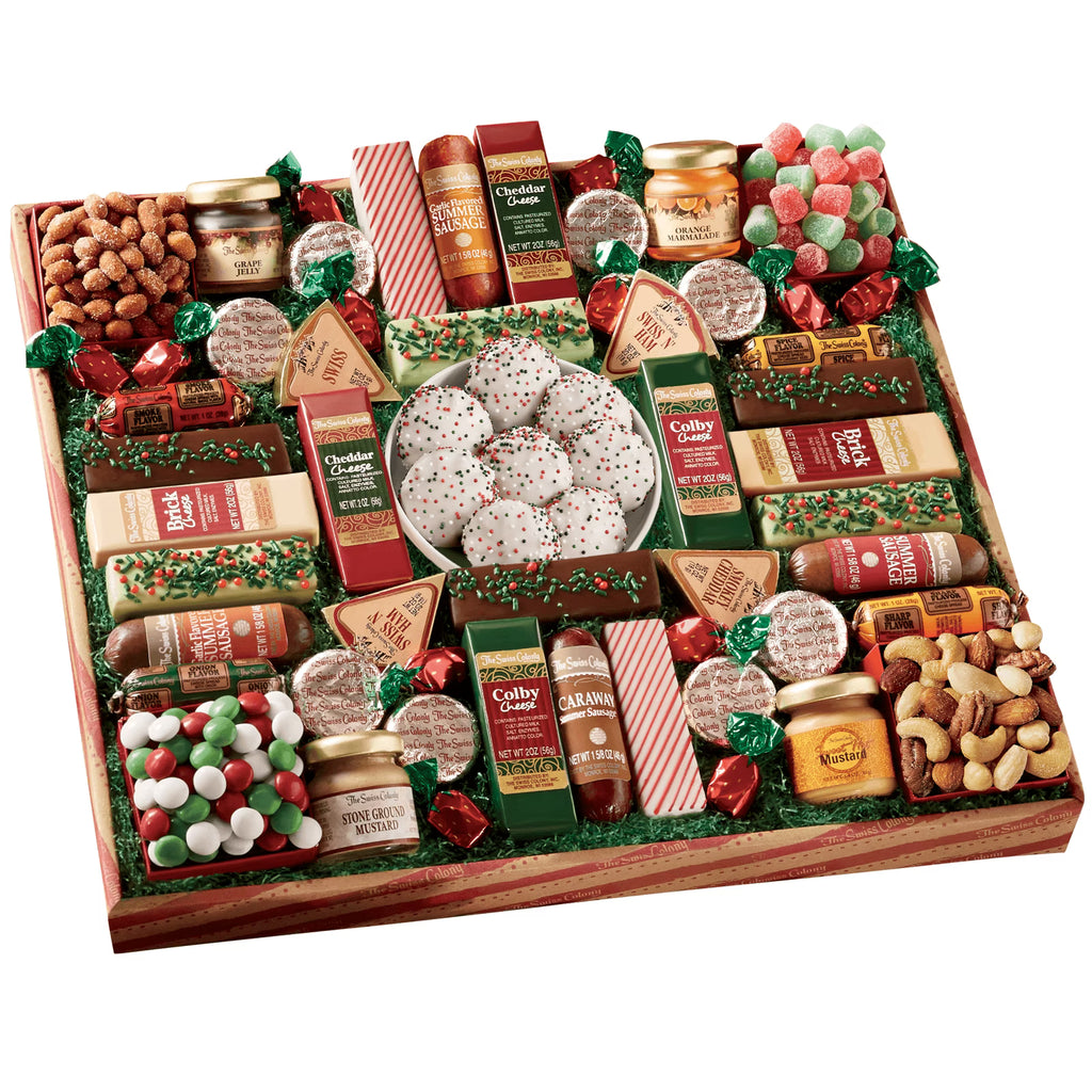 Assorted Summer Sausage Meats, Cheese Bricks and Wedges, Spreadables, Candies, and Chocolate Treats Q872438