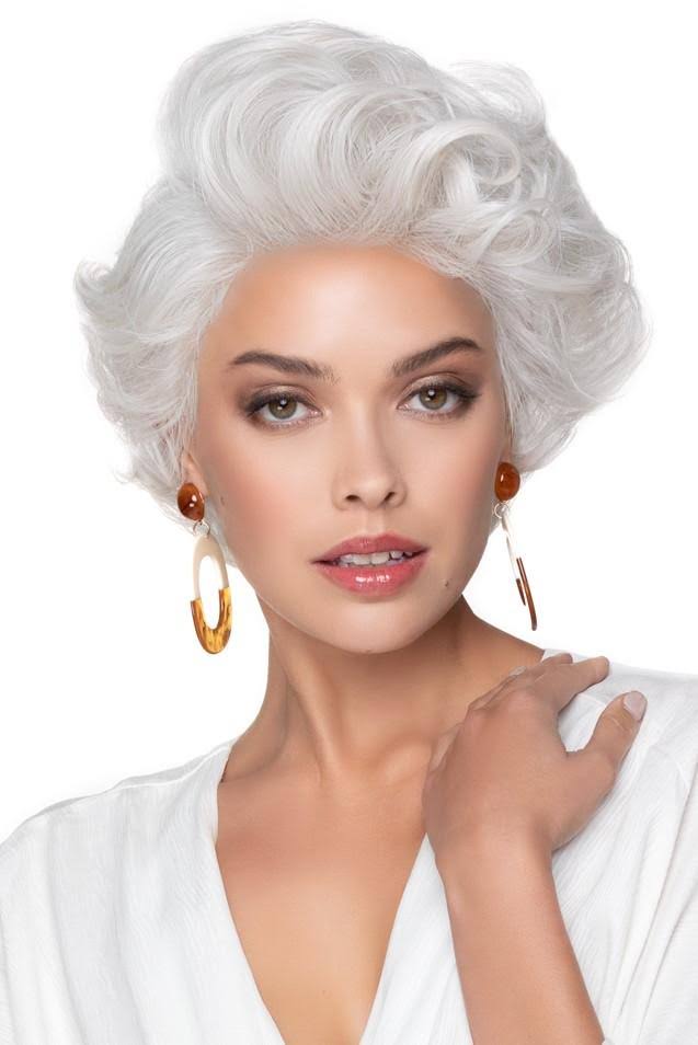 Silver Grey Tapered Curls Wig K510505