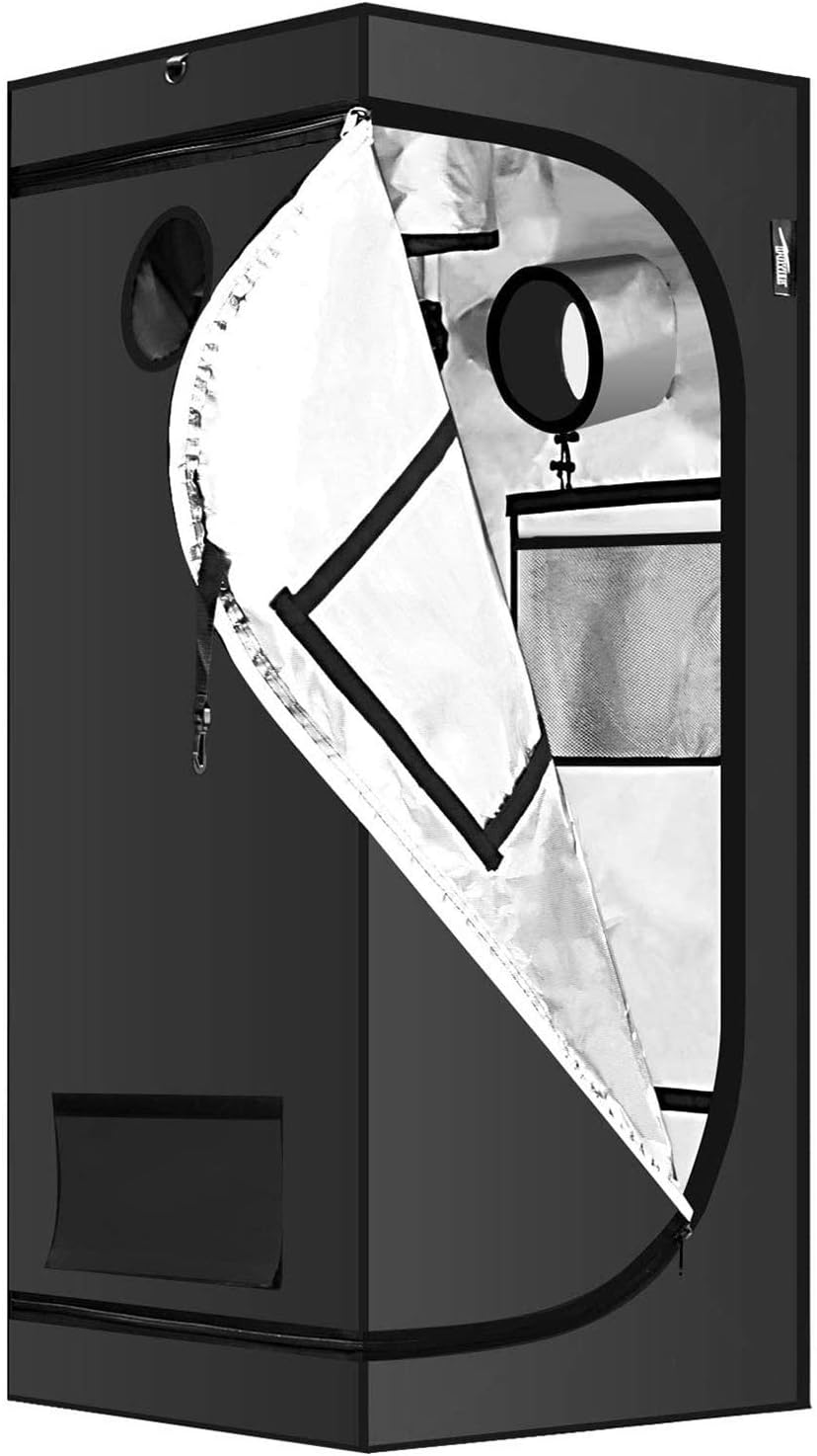 32" x 32" x 63" Grow Tent with Floor Tray, Black Pack of 2 S941