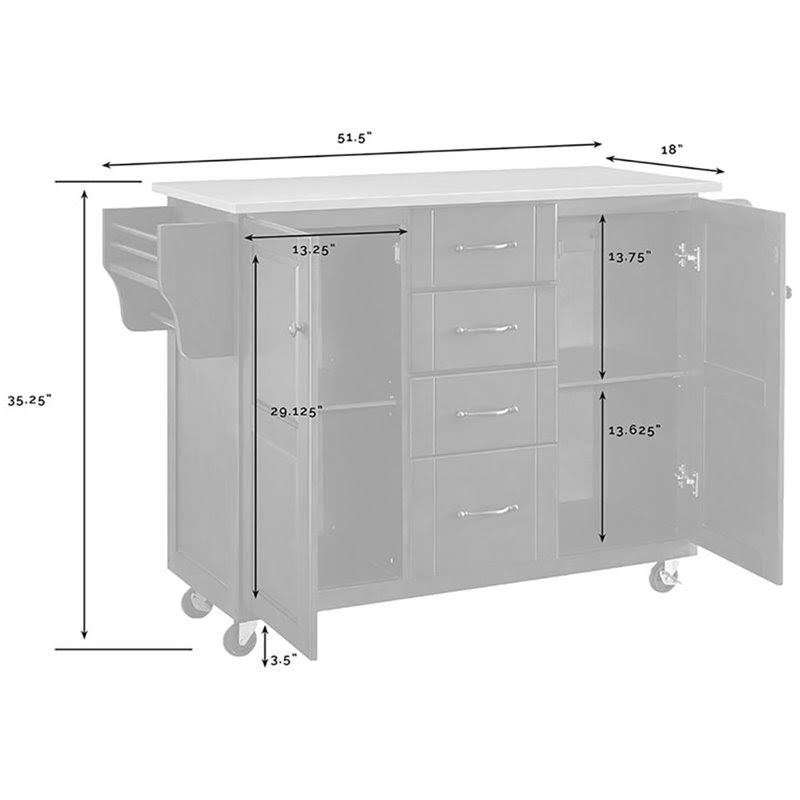 Mahogany Stainless Steel Top Kitchen Cart Y4668