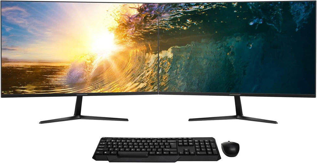 27 Inch FHD IPS LED Desktop Monitor 2 Pack with Wireless Keyboard and Mouse Combo J428