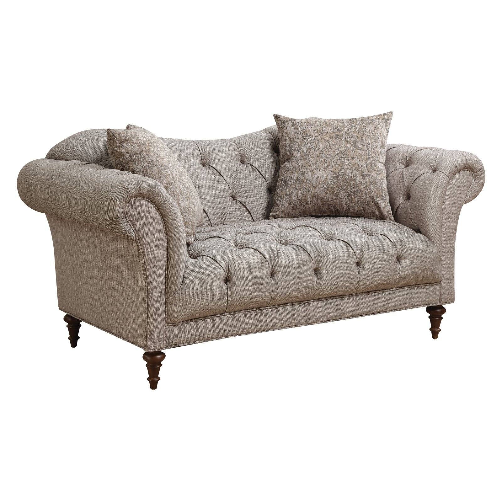 Tufted Upholstered Loveseat Light Brown C274885