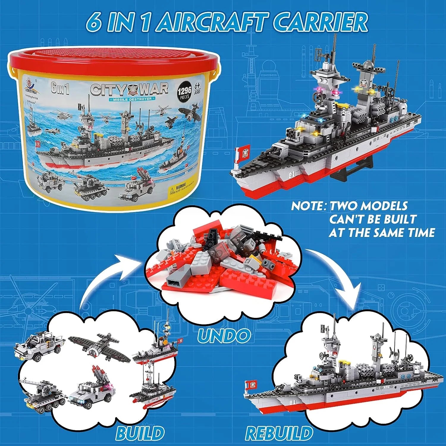1296 Pieces Aircraft Carrier Building Block Set G51148